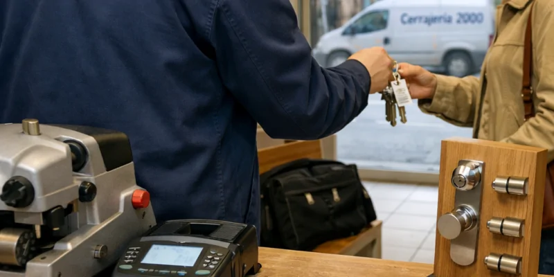 Cerrajero entrega llaves duplicadas a cliente en Sant Joan Despí; Cuales son los servicios de duplicado de llaves mas confiables en Sant Joan Despi