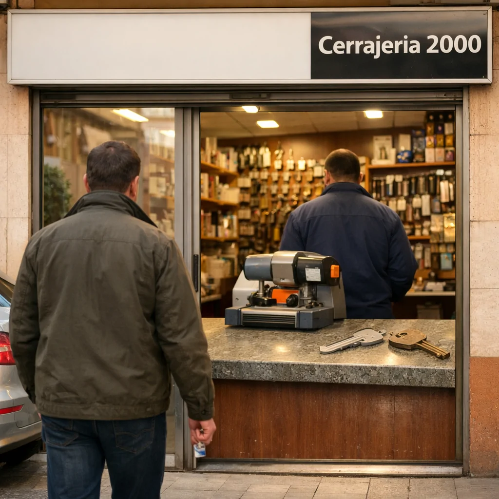 Cliente se acerca a una ferretería y cerrajería; técnico duplica llaves. Quiero duplicar mis llaves Donde puedo hacerlo rapidamente en mi area